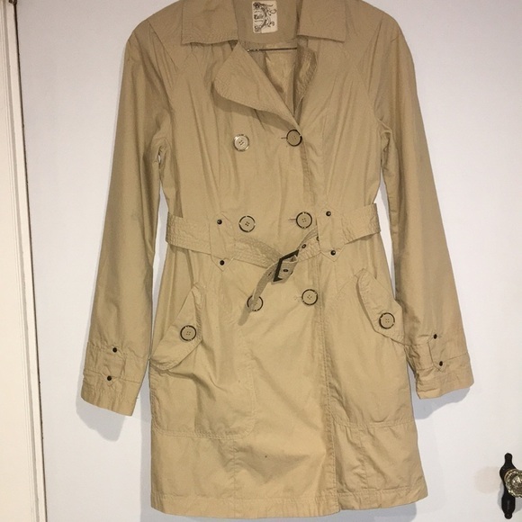 Tulle Tan trench coat spring Sz Medium - Picture 1 of 6